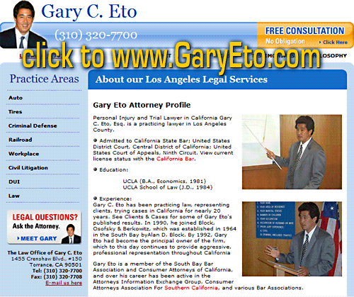 Gary Eto, Los Angeles personalo injury  lawyer and product liability lawyer