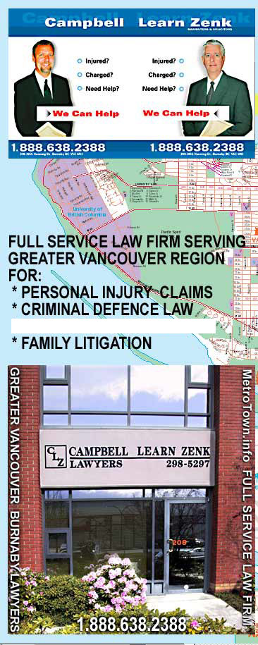 Photos of Lawyers and Law Office Building on Henning Drive, in Burnaby, of Campbell Learn Zenk Full Service Law Firm - CLICK TO ZOOM TO 3855 HENNING DRIVE, BURNABY