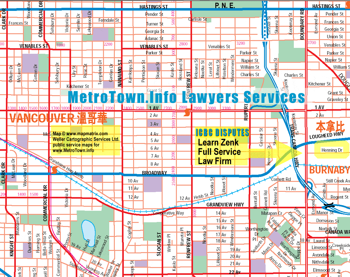 Street Map of East Vancouver and Boundary Road  Area around Henning Drive Offices of Campbell Learn Zenk lawyers offices - CLICK TO DIRECTORY OF LAWYERS SERVICES FROM CAMPBELL LEARN ZENK