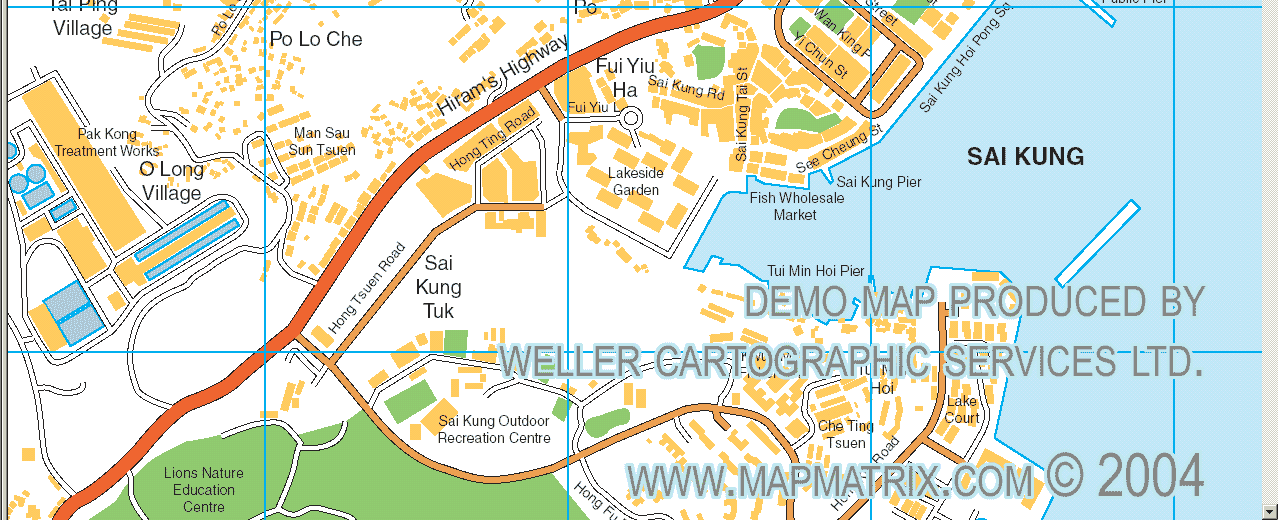 Bottom of Map of SAI KUNG central area: LIONS NATURE EDUCATION CENTRE in east and Said Kung Outdoor Recreation Centre west of that