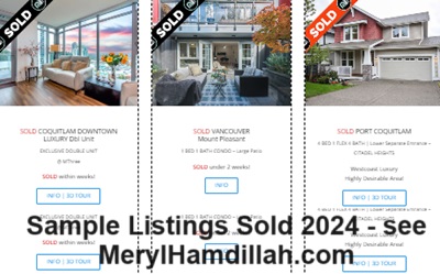 Sample condo & houses sold 2024 Vancouver & Coquitlam
