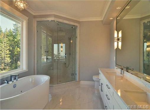 main bath with scenic window views as you soak in tub or shower, BC