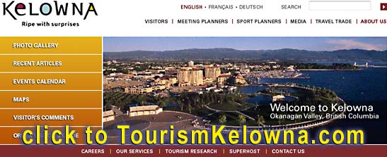 Sample from TOURISM KELOWNA.COM website CLICK TO GO TO WEBSITE