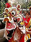 dragon dancers in neighborhood Hong Kong New Year's celbration activies