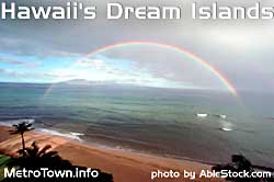 Hawaii - Island and cities - views of a rainbows end on Maui beach 