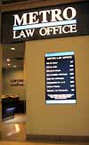 CLICK TO SEE ENLARGMENT OF FEES-SCHEDULE OF BASIC LEGAL SERVICES OFFERED by Metro Law in this mall office photo