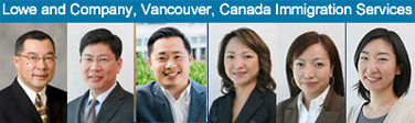 Immigration Appeals and Applications lawyers Jeffrey Lowe, B.Comm.; Robert Leong LLB;  & Stan Leo JD, and regulated certified immigration consultants Vivien Lee, Rita Cheng and Akiko Fujita - click to CanadaVisaLaw.com 