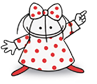 Clara children's character points to shops directory sign